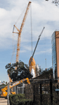Endeavour's Space Shuttle Stack is fully assembled at the construction site for the future Samuel Oschin Air and Space Center in Los Angeles...on January 30, 2024.