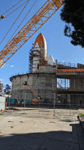 Endeavour's completed Space Shuttle Stack stands tall at the construction site for the Samuel Oschin Air and Space Center...on February 2, 2024.