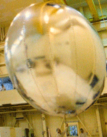A display gives visitors info about the Venus Balloon.