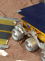 A full-scale mock-up of the Sojourner Rover.