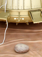 A full-scale mock-up of the Huygens Titan Probe.