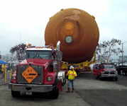 The truck that will tow ET-94 to the California Science Center is ready to go.