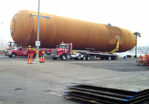 A semi-truck is dwarfed by ET-94 at Fisherman's Village in Marina del Rey, on May 19, 2016.