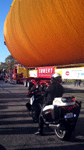 A Los Angeles Police Department officer escorts ET-94 as it approaches its final destination at the California Science Center...on May 21, 2016.