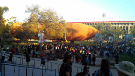 With the L.A. Memorial Coliseum in the backdrop, ET-94 completes its 18-hour street journey in Exposition Park...on May 21, 2016.