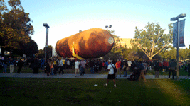 Crowds gather around ET-94 after it completes its 18-hour street journey in Exposition Park...on May 21, 2016.