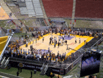 Confetti and streamers mark the end of the rally, and the Lakers' 2008-'09 championship season