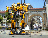 The Bumblebee movie prop from the first TRANSFORMERS film on display at Paramount Pictures.