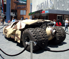 The Tumbler from THE DARK KNIGHT RISES on display outside of the AMC Citywalk theater in Hollywood, on July 20, 2012.