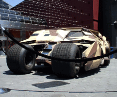 The Tumbler from THE DARK KNIGHT RISES on display outside of the AMC Citywalk theater in Hollywood, on July 20, 2012.