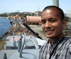 Visiting the USS Iowa at the Pacific Battleship Center in San Pedro, California, on August 7, 2012.