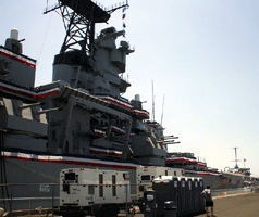 Visiting the USS Iowa at the Pacific Battleship Center in San Pedro, California, on August 7, 2012.