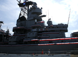 Visiting the USS Iowa at the Pacific Battleship Center in San Pedro, California, on August 7, 2012.