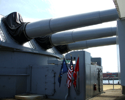 Visiting the USS Iowa at the Pacific Battleship Center in San Pedro, California, on August 7, 2012.