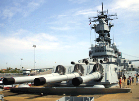 Visiting the USS Iowa at the Pacific Battleship Center in San Pedro, California, on August 7, 2012.