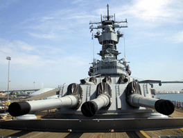 Visiting the USS Iowa at the Pacific Battleship Center in San Pedro, California, on August 7, 2012.