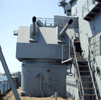 Visiting the USS Iowa at the Pacific Battleship Center in San Pedro, California, on August 7, 2012.