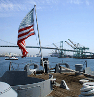 Visiting the USS Iowa at the Pacific Battleship Center in San Pedro, California, on August 7, 2012.