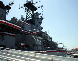 Visiting the USS Iowa at the Pacific Battleship Center in San Pedro, California, on August 7, 2012.