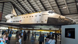Space shuttle Endeavour inside the Samuel Oschin Pavilion...on August 17, 2023.
