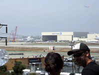 The Shuttle Carrier Aircraft carrying Endeavour arrives at the United Airlines hangar at LAX on September 21, 2012.