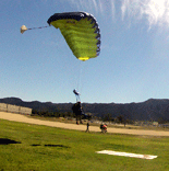 Touching down at the drop zone in Lake Elsinore, CA.