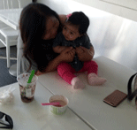 Sarina with Usha's daughter.