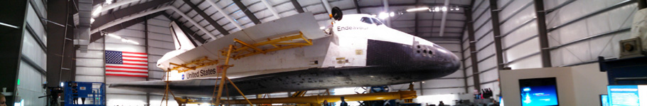 A panorama that I took of space shuttle Endeavour during the 'Go for Payload' event at the California Science Center, on October 9, 2014.