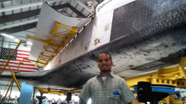 Visiting space shuttle Endeavour during the 'Go for Payload' event at the California Science Center, on October 9, 2014.
