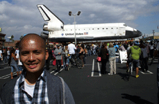 Posing with space shuttle Endeavour at Westchester near LAX, on October 12, 2012.