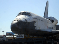 Space shuttle Endeavour is about to resume her trip through the streets of Los Angeles, on October 12, 2012.