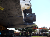 Space shuttle Endeavour passes over our heads as she heads to Inglewood, on October 12, 2012.