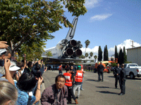 Space shuttle Endeavour heads to Inglewood, on October 12, 2012.