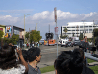 Space shuttle Endeavour heads to Inglewood, on October 12, 2012.