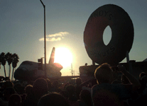 Space shuttle Endeavour is parked near Randy's Donuts in Inglewood, on October 12, 2012.