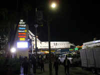Space shuttle Endeavour is displayed near the Baldwin Hills Crenshaw Plaza, on October 13, 2012.