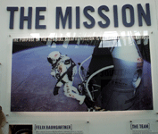 A display showing photos taken during Felix Baumgartner's historic space jump on October 14, 2012.