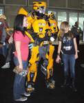 Ironically, the girl to Bumblebee's right looks KINDA like Megan Fox...