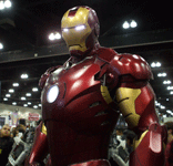 A miniature IRON MAN maquette on display at the Comikaze Expo in the Los Angeles Convention Center, on November 2, 2013.