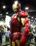 A miniature IRON MAN maquette on display at the Comikaze Expo in the Los Angeles Convention Center, on November 2, 2013.