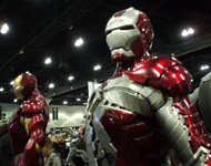 Two miniature IRON MAN maquettes on display at the Comikaze Expo in the Los Angeles Convention Center, on November 2, 2013.