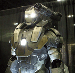 The War Machine armor from IRON MAN 2 on display at the Comikaze Expo in the Los Angeles Convention Center, on November 2, 2013.