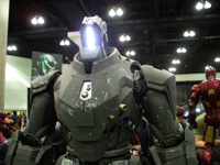 A Hammer Drone from IRON MAN 2 on display at the Comikaze Expo in L.A., on November 2, 2013.