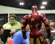 HULK and IRON MAN maquettes on display at the Comikaze Expo in L.A., on November 2, 2013.