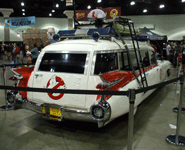 The Ecto-1 from GHOSTBUSTERS on display at the Comikaze Expo in the Los Angeles Convention Center, on November 2, 2013.