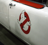 The Ecto-1 from GHOSTBUSTERS on display at the Comikaze Expo in the Los Angeles Convention Center, on November 2, 2013.