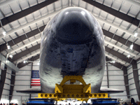 Space shuttle Endeavour sits majestically inside the Samuel Oschin Pavilion at the California Science Center, on November 16, 2012.