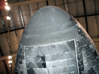 A close-up shot of space shuttle Endeavour's nose cone, on November 16, 2012.