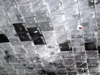 A close-up shot of heat shield tiles underneath space shuttle Endeavour, on November 16, 2012.