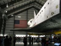 Space shuttle Endeavour sits majestically inside the Samuel Oschin Pavilion at the California Science Center, on November 16, 2012.